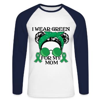 Tragen Sie grün für Mama Nierenerkrankung Bewusstseinsmonat - Unisex Baseballshirt langarm - Weiß/Navy - Vorne - Nik (191cm)