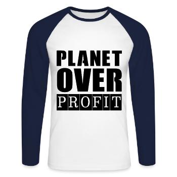 Journée de la Terre Save Planet Protect Oceans Jour de la Terre - T-shirt baseball manches longues Homme - blanc/marine - Devant - Nik (191cm)
