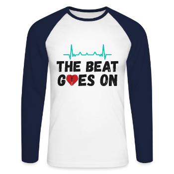 Operation am offenen Herzen - Herzschlag - Unisex Baseballshirt langarm - Weiß/Navy - Vorne - Nik (191cm)