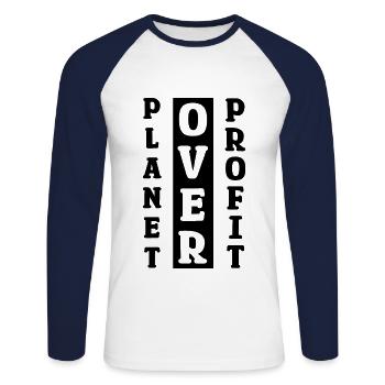 Save Planet Protect Oceans Day Zitat zum Tag der Erde - Unisex Baseballshirt langarm - Weiß/Navy - Vorne - Nik (191cm)