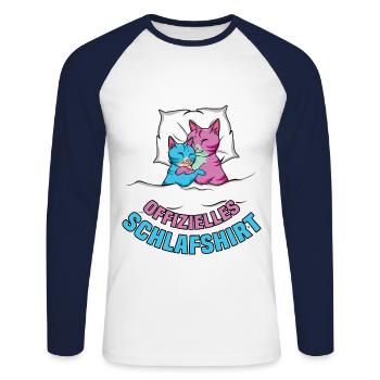 Mein Offizielles Schlafshirt Faulenzer - Unisex Baseballshirt langarm - Weiß/Navy - Vorne - Nik (191cm)