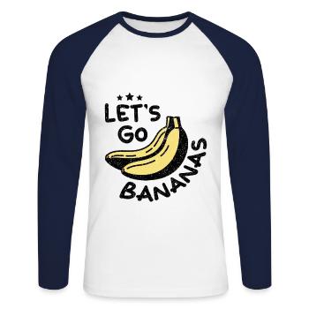 Vintage Funny Banana Let Us Go Love Banana - Unisex Long Sleeve Baseball T-Shirt - white/navy - Front - Nik (191cm)