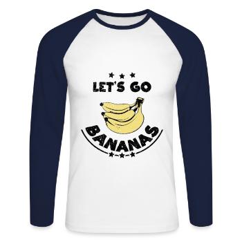 Vintage Lustige Banane Lass uns Banane gehen - Unisex Baseballshirt langarm - Weiß/Navy - Vorne - Nik (191cm)