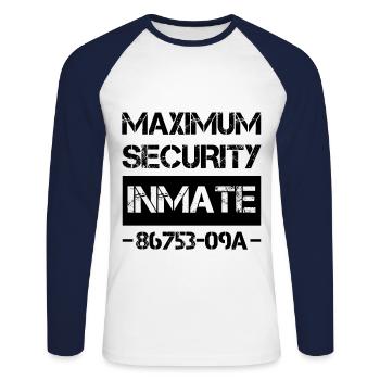 Simple Easy Funny Inmate Lazy Halloween - Unisex Long Sleeve Baseball T-Shirt - white/navy - Front - Nik (191cm)