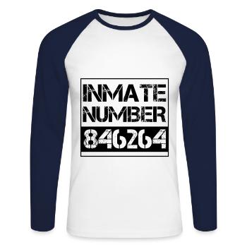 Simple Easy Funny Inmate Prisoner Lazy Halloween - Unisex Long Sleeve Baseball T-Shirt - white/navy - Front - Nik (191cm)