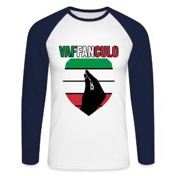 Italie Vaffanculo italien - T-shirt baseball manches longues Homme - blanc/marine - Devant - Nik (191cm)