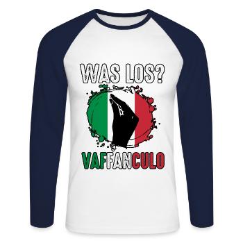 Italien Italiener Vaffanculo - Unisex Baseballshirt langarm - Weiß/Navy - Vorne - Nik (191cm)