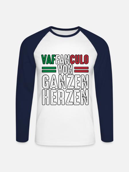 Italien Italiener Vaffanculo - Unisex Baseballshirt langarm - Weiß/Navy
