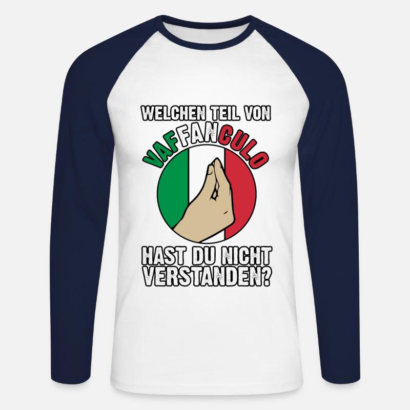 Italien Italiener Vaffanculo - Unisex Baseballshirt langarm - Weiß/Navy