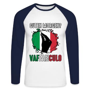 Italie Vaffanculo italien - T-shirt baseball manches longues Homme - blanc/marine - Devant - Nik (191cm)
