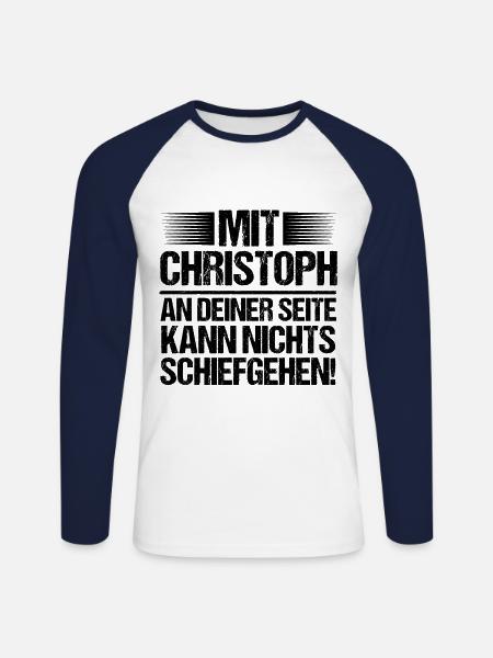 First name Chris Christoph - Unisex Long Sleeve Baseball T-Shirt - white/navy