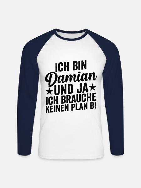 First name Damian - Unisex Long Sleeve Baseball T-Shirt - white/navy