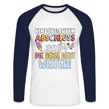 1 Grade School Child Back to School Kindergarten Kita E - Unisex Long Sleeve Baseball T-Shirt - white/navy - Front - Nik (191cm)