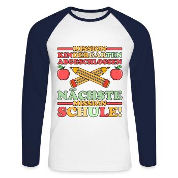 1 classe écolier rentrée scolaire Maternelle Kita E - T-shirt baseball manches longues Homme - blanc/marine - Devant - Nik (191cm)