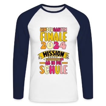 1 classe écolier rentrée scolaire Maternelle Kita E - T-shirt baseball manches longues Homme - blanc/marine - Devant - Nik (191cm)