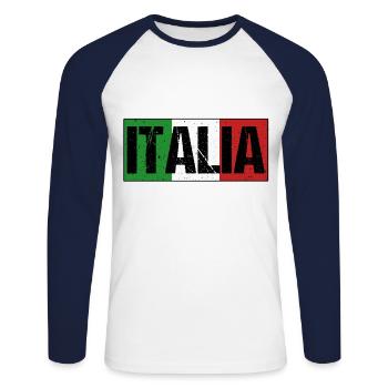 Italy Italian Vaffanculo - Unisex Long Sleeve Baseball T-Shirt - white/navy - Front - Nik (191cm)