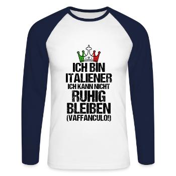 Italy Italian Vaffanculo - Unisex Long Sleeve Baseball T-Shirt - white/navy - Front - Nik (191cm)