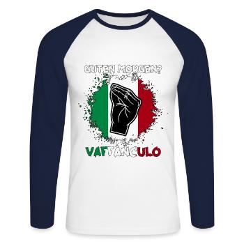 Italien Italiener Vaffanculo - Unisex Baseballshirt langarm - Weiß/Navy - Vorne - Nik (191cm)