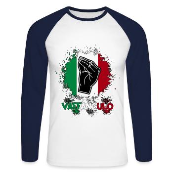 Italien Italiener Vaffanculo - Unisex Baseballshirt langarm - Weiß/Navy - Vorne - Nik (191cm)