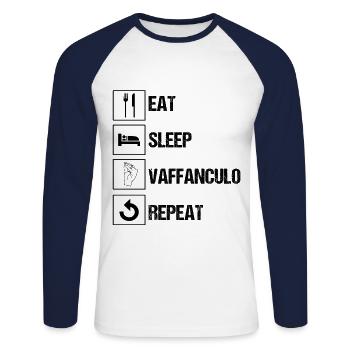 Italien Italiener Vaffanculo - Unisex Baseballshirt langarm - Weiß/Navy - Vorne - Nik (191cm)