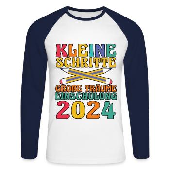 1. Klasse Schulkind Schulanfang Einschulung - Unisex Baseballshirt langarm - Weiß/Navy - Vorne - Nik (191cm)