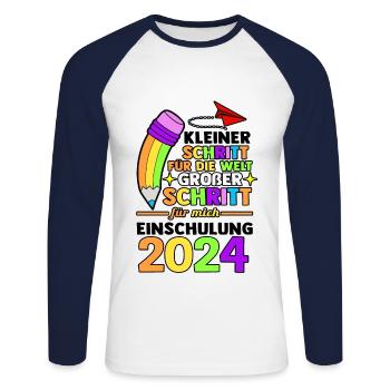 1. Klasse Schulkind Schulanfang Einschulung - Unisex Baseballshirt langarm - Weiß/Navy - Vorne - Nik (191cm)