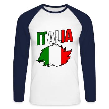 Italie Italien Italien Italie - T-shirt baseball manches longues Homme - blanc/marine - Devant - Nik (191cm)