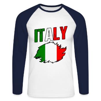 Italie Italien Italien Italie - T-shirt baseball manches longues Homme - blanc/marine - Devant - Nik (191cm)