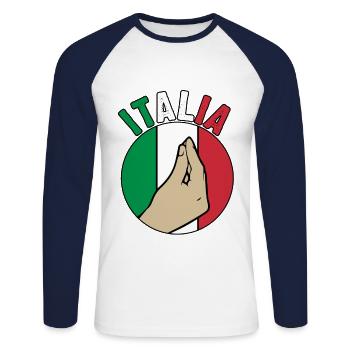 Italie Italien Italien Italie - T-shirt baseball manches longues Homme - blanc/marine - Devant - Nik (191cm)
