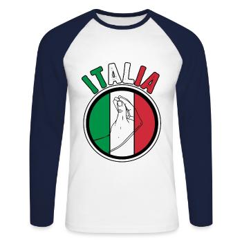 Italie Italien Italien Italie - T-shirt baseball manches longues Homme - blanc/marine - Devant - Nik (191cm)