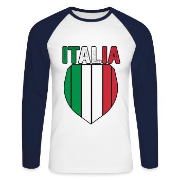 Italie Italien Italien Italie - T-shirt baseball manches longues Homme - blanc/marine - Devant - Nik (191cm)