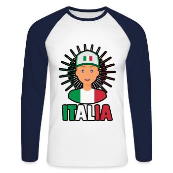 Italie Italien Italien Italie - T-shirt baseball manches longues Homme - blanc/marine - Devant - Nik (191cm)