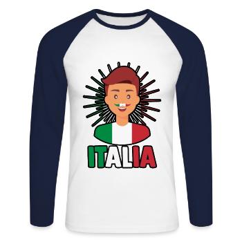 Italie Italien Italien Italie - T-shirt baseball manches longues Homme - blanc/marine - Devant - Nik (191cm)