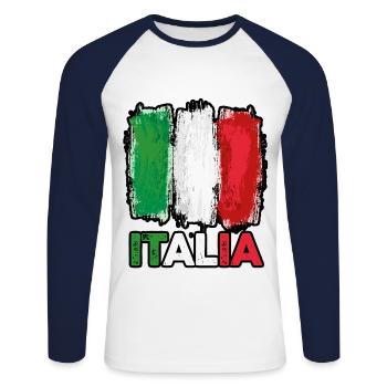 Italie Italien Italien Italie - T-shirt baseball manches longues Homme - blanc/marine - Devant - Nik (191cm)