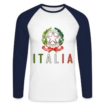Italie Italien Italien Italie - T-shirt baseball manches longues Homme - blanc/marine - Devant - Nik (191cm)