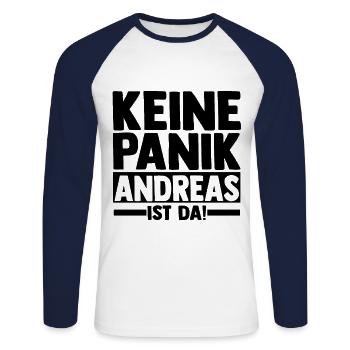 Vorname Andreas - Unisex Baseballshirt langarm - Weiß/Navy - Vorne - Nik (191cm)
