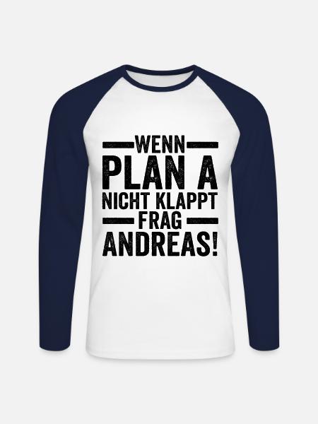 First name Andreas - Unisex Long Sleeve Baseball T-Shirt - white/navy