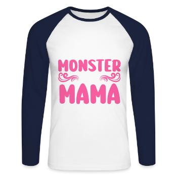 Mama Von 3 Kindern - Unisex Baseballshirt langarm - Weiß/Navy - Vorne - Nik (191cm)