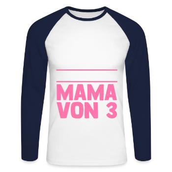 Mom of 3 children - Unisex Long Sleeve Baseball T-Shirt - white/navy - Front - Nik (191cm)