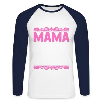Mama Von 3 Kindern - Unisex Baseballshirt langarm - Weiß/Navy - Vorne - Nik (191cm)