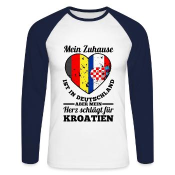 Kroaten Kroate Kroatin Hrvatska Deutschland - Unisex Baseballshirt langarm - Weiß/Navy - Vorne - Nik (191cm)