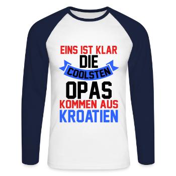 Croats, Croats, Grandpa, Grandpa, Hrvatska, Croatia - Unisex Long Sleeve Baseball T-Shirt - white/navy - Front - Nik (191cm)