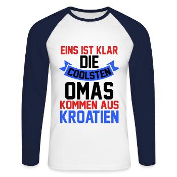 Kroaten Oma Großmutter Kroatin Hrvatska Kroatien - Unisex Baseballshirt langarm - Weiß/Navy - Vorne - Nik (191cm)