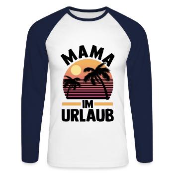 Vacancier Mère Maman - T-shirt baseball manches longues Homme - blanc/marine - Devant - Nik (191cm)