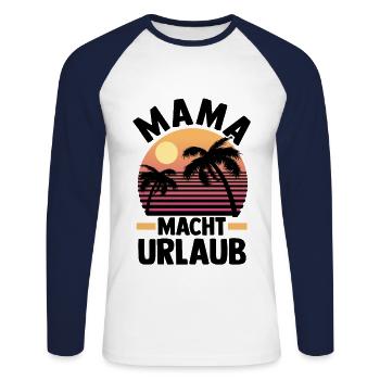 Vacancier Mère Maman - T-shirt baseball manches longues Homme - blanc/marine - Devant - Nik (191cm)