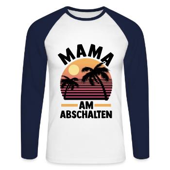 Urlaub Urlauberin Mutter Mama - Unisex Baseballshirt langarm - Weiß/Navy - Vorne - Nik (191cm)