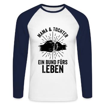 Mère Maman et Fille - T-shirt baseball manches longues Homme - blanc/marine - Devant - Nik (191cm)