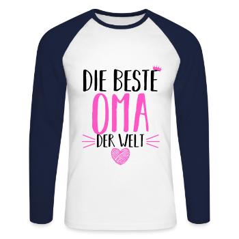 Großmutter Oma - Unisex Baseballshirt langarm - Weiß/Navy - Vorne - Nik (191cm)