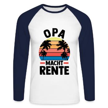 Vacances Vacancier Grand-père Papy - T-shirt baseball manches longues Homme - blanc/marine - Devant - Nik (191cm)