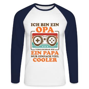 Grandpa Grandpa - Unisex Long Sleeve Baseball T-Shirt - white/navy - Front - Nik (191cm)